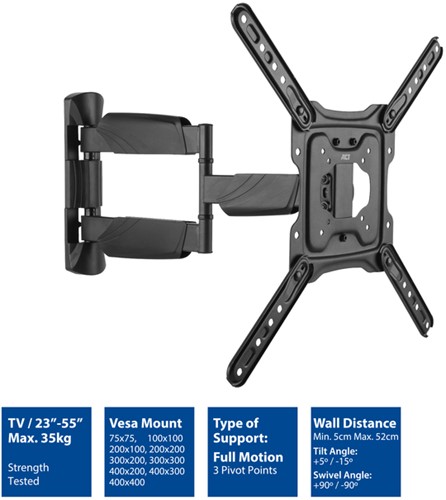 TV wandsteun ACT Full motion 23 tot 55 inch VESA-3