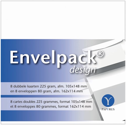 Dubbele kaart Papyrus Envelpack Design C6 114x162mm wit 894436 set van 8