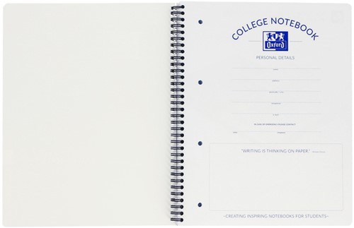 Collegeblok Oxford A4+ ruit 5x5mm 4-gaats 180 pagina's 80gr zwart-3