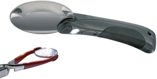 Loep Leuchtturm LU 4 voorzien van 2  led-lampen vergroot 2,5x-3