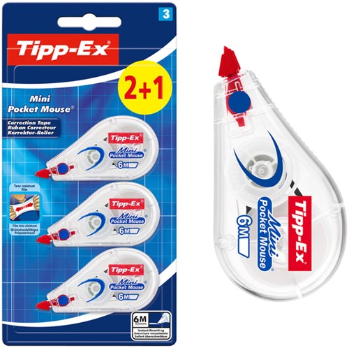 Correctieroller Tipp-ex mini pocket mouse 5mmx6m blister 2+1 gratis-3