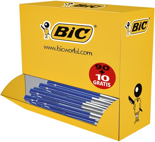 Balpen Bic M10 medium blauw doos 90+10 gratis