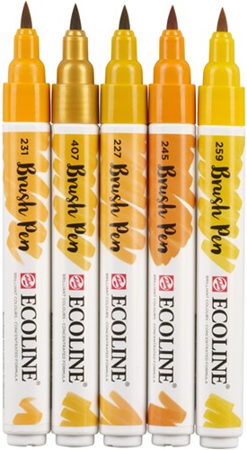 Brushpen Talens Ecoline set à 5 stuks aarde-2