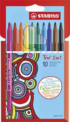 Viltstift STABILO Trio 2 in 1 assorti etui à 10 stuks