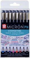 Fineliner Sakura pigma micron 0.4mm blister à 8 stuks assorti
