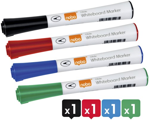 Viltstift Nobo whiteboard Glide rond assorti 1mm 4st-2