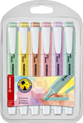 Markeerstift STABILO Swing Cool 275/6-08 pastel etui à 6 kleuren