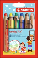 Kleurpotloden STABILO Woody 8806 etui à 6 kleuren