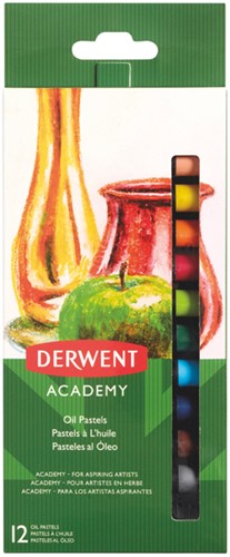 Oliepastel Derwent Academy blister à 12 stuks assorti-2