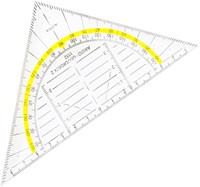 Geodriehoek Aristo 1552 160mm transparant met gele rand-2