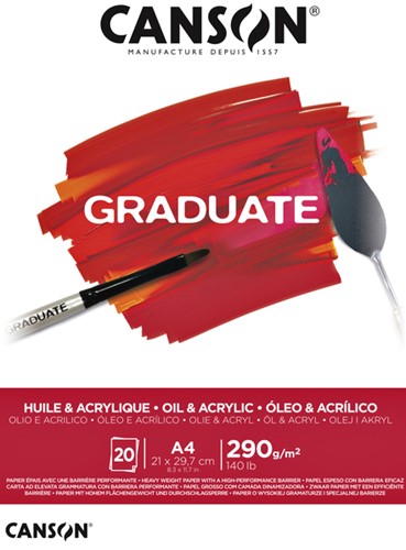 Olie Acrylblok Canson Graduate A4 290gr 20vel