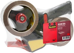 Verpakkingstape dispenser Scotch met 2 rollen Secure seal tape 50mmx66m bruin