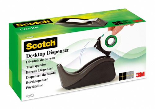 Plakbandhouder Scotch C60 zwart + 1rol magic tape 19mmx33m-3