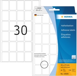 Etiket HERMA 10608 19x27mm verwijderbaar wit 720 etketten