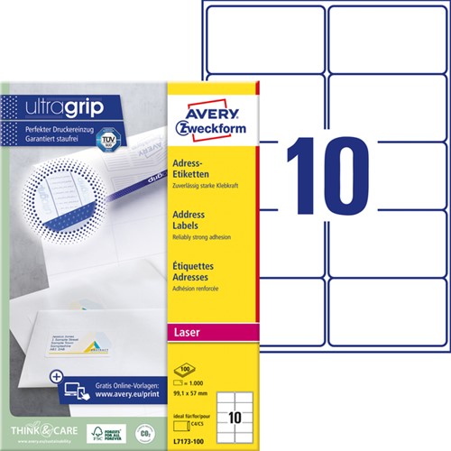 Etiket Avery L7173-100 99.1x57mm wit 1000stuks-2