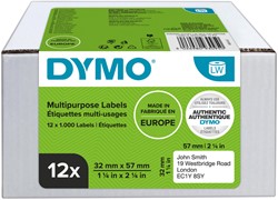 Etiket Dymo 11354 labelwriter 32x57mm adreslabel verwijderbaar 12000stuks