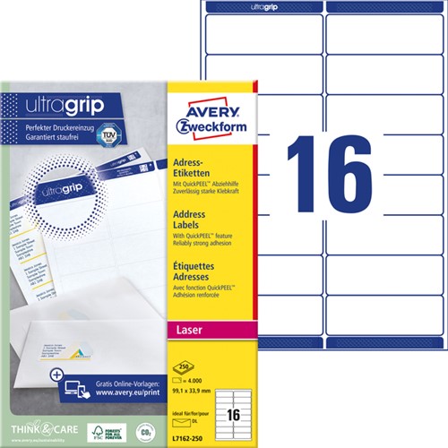 Etiket Avery L7162-250 99.1x33.9mm wit 4000stuks-2