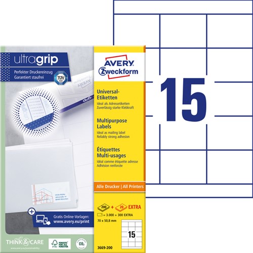 Etiket Avery Zweckform 3669-200 70x50.8mm wit 3000stuks-2
