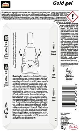 Secondelijm Pattex Gold GEL tube 3 gram op blister-3