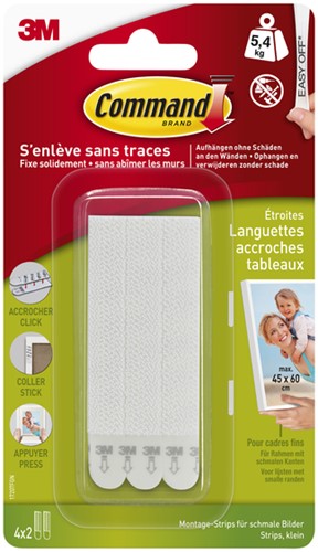 Bevestigingsstrip Command klik vast smal 5,4kg wit-2