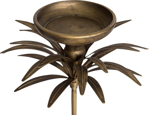 PTMD Risella Gold kandelaar metaal met palm blad S-3