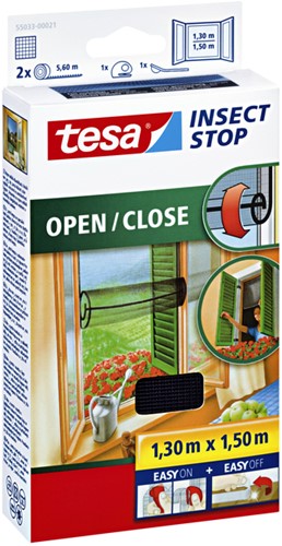 Insectenhor tesa® Insect Stop OPEN/CLOSE raam 1,3x1,5m zwart