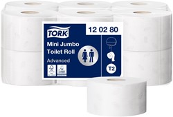 Toiletpapier Tork Mini Jumbo T2 advanced 2-laags 12 rollen wit 120280