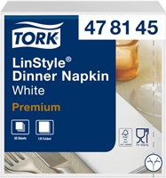 Dinnerservetten Tork Premium LinStyle® 1/8 gevouwen 1-laags 50 stuks wit 478145