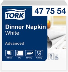 Dinnerservetten Tork 1/8 vouw 2-laags 150st wit  477554