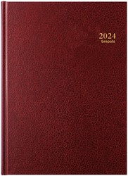 Agenda 2024 Brepols Bremax Santex A4 1dag/2pagina's 8 kolommen bordeaux