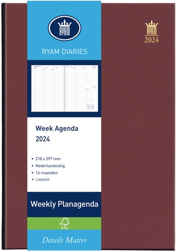 Agenda  Ryam Weekly Mundior 7dagen/2pagina's bordeaux