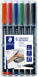 Viltstift Staedtler Lumocolor 318 permanent F set à 6 stuks assorti