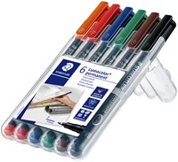 Viltstift Staedtler Lumocolor 318 permanent F set à 6 stuks assorti-2
