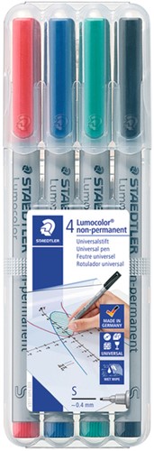 Viltstift Staedtler Lumocolor 311 non permanent S set à 4 assorti