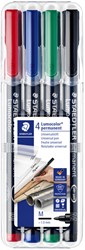 Viltstift Staedtler Lumocolor 317 permanent M set à 3 +1 stuk gratis