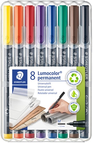 Viltstift Staedtler Lumocolor 317 permanent M set à 8 stuks