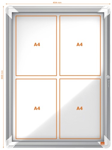 Vitrinekast Nobo draaideur voor binnen 4x A4 magnetisch-2