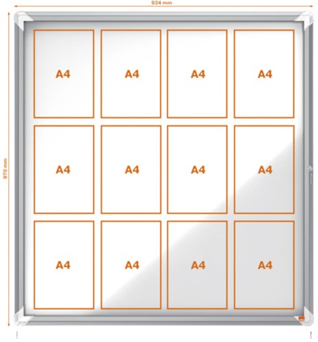 Vitrinekast Nobo draaideur voor buiten 12x A4 magnetisch-2