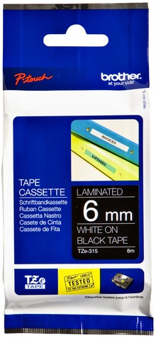 Labeltape Brother P-touch TZE-315 6mm wit op zwart-3