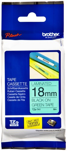 Labeltape Brother P-touch TZE-741 18mm zwart op groen-3
