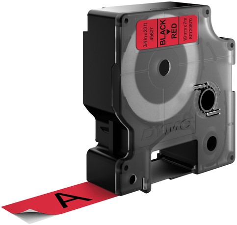 Labeltape Dymo 45807 D1 720870 19mmx7m zwart op rood-3