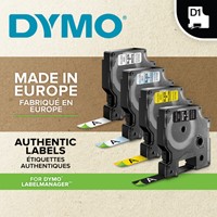 Labeltape Dymo 45808 D1 720880 19mmx7m zwart op geel-1