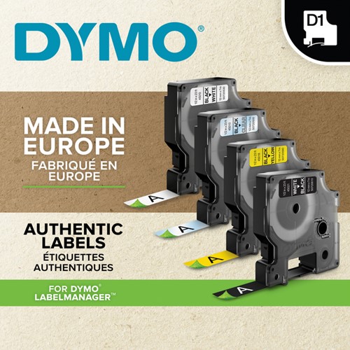 Labeltape Dymo 45809 D1 720890 19mmx7m zwart op groen-3