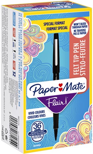 Fineliner Paper Mate Flair 0.7mm valuepack á 36 stuks zwart