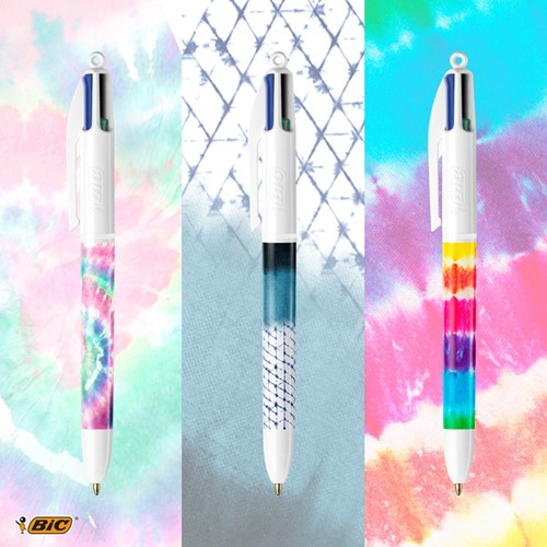 Balpen Bic 4 kleuren medium Botonical & Tie Dye-3