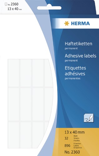 Etiket HERMA 2360 13x40mm wit 896stuks