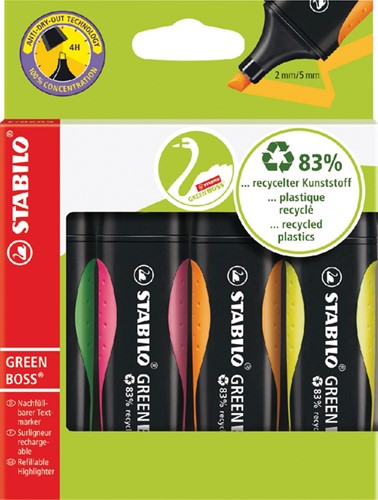 Markeerstift STABILO Green Boss 6070/4 etui à 4 kleuren