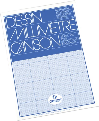Millimeterblok Canson A4 blauw 50 vel-2