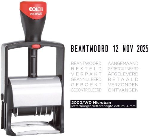 Woord-datumstempel Colop Heavy Duty 2000/WD Classic Line 12 teksten rood-3