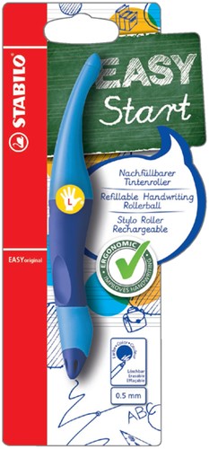 Rollerpen STABILO Easyoriginal linkshandig licht/donkerblauw blister